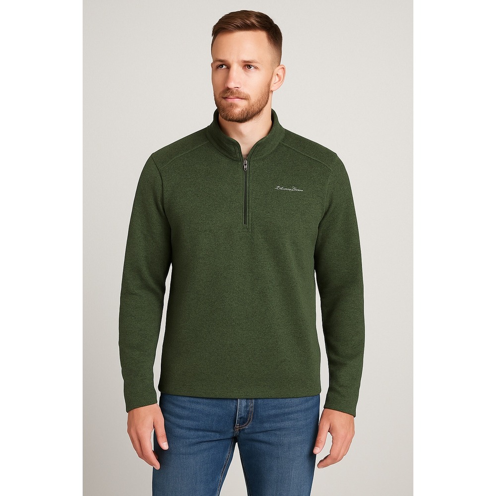 Eddie Bauer Men's XL Quarter Zip Fleece‎ Pullover Dark Green Outdoor Lightweight